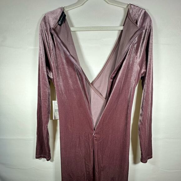 Fashion to Figure FTF Ruched Bodycon Velvet Dress Women’s Sz 0 Pink Formal Party - Picture 8 of 9